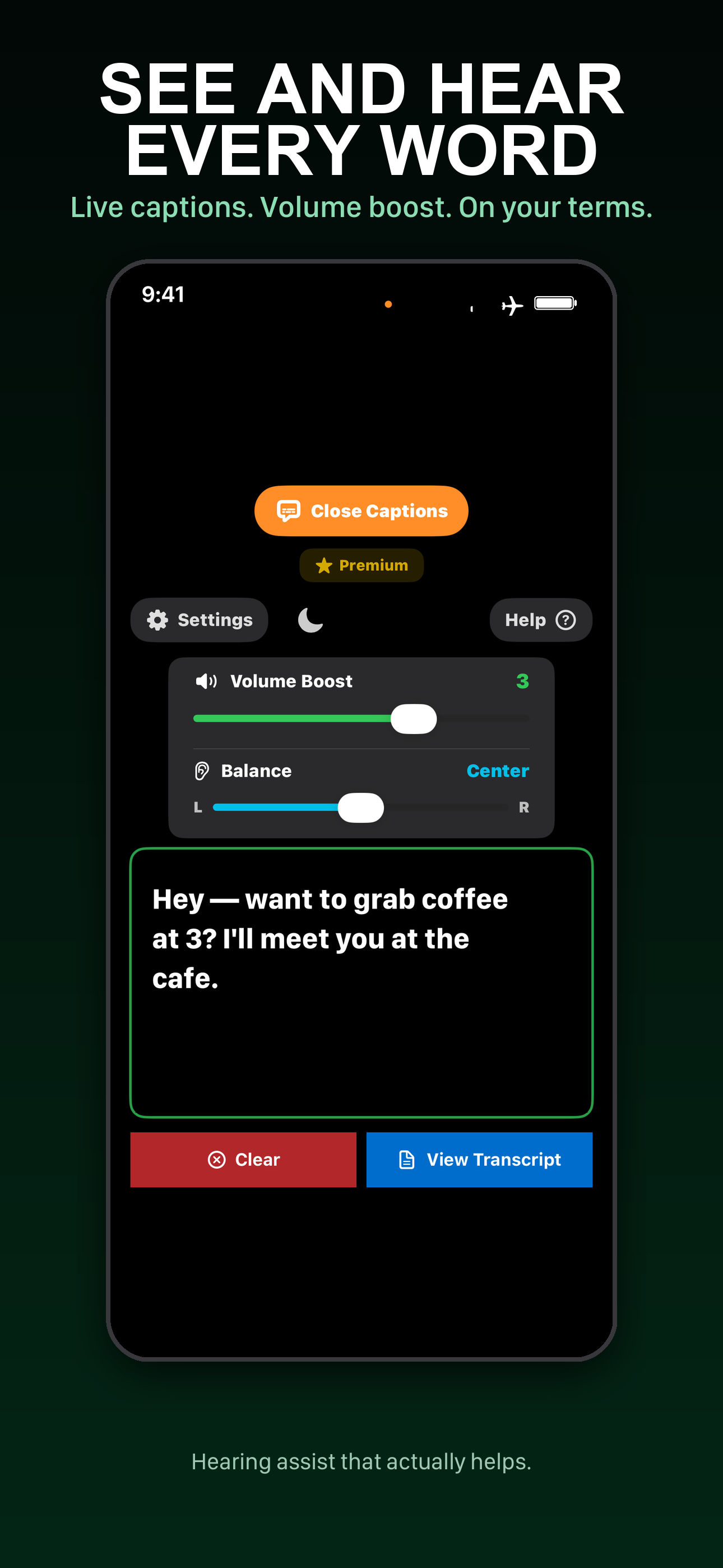 OndaHear — see and hear every word: live captions and volume boost